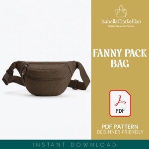 Fanny Pack PDF Sewing Pattern | Belt Bag Bum Bag Pattern | Beginner Crossbody Hip Bag | Instant Download | A4 Letter A0