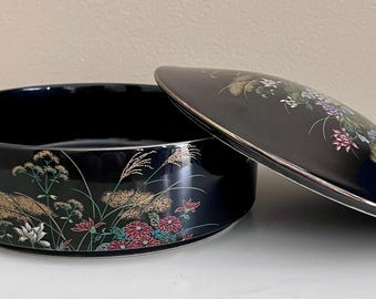 Black Japanese Floral Decorative Trinket
