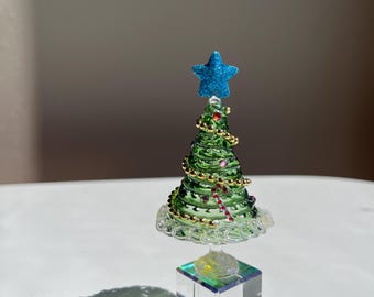 Vintage Spun Glass Christmas Tree Figurine