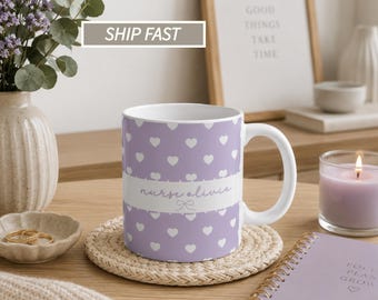 Personalized Nurse Mug with Hearts, Custom Name Coffee Cup, Nursing Student Gift, Nurse Appreciation Gift, 2026 Grad