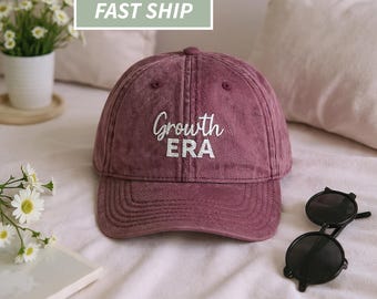 Growth Era Cap | Vintage Washed Embroidered Baseball Hat, 1st mother day