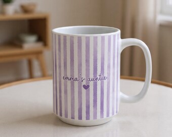 Personalized Auntie Mug, Gift for Aunt, Custom Name Coffee Cup, New Aunt Gift Idea, Women Birthday Gift, Baby Announcement