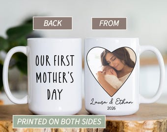 Personalized Photo Mug, First Mother's Day Gift, Custom Name Coffee Cup for Mom