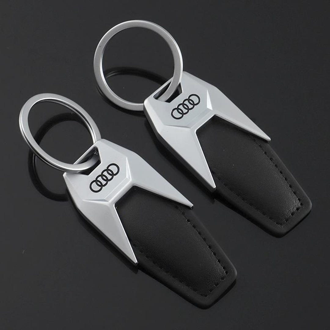 Audi Logo Metal Keychain, Genuine Leather Key Ring, Chain Pendant ...