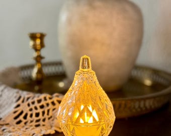 Plato decorativo de cristal tallado en forma de pera, portavelas para lámparas de hadas, decoración vintage.