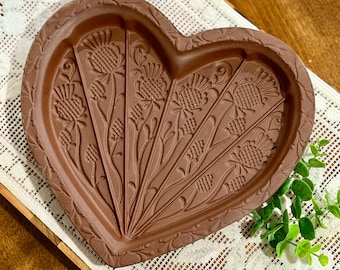 Vintage Hearthstone Heart Shortbread Mold with Box - Stoneware Baking Mold - Cottagecore Kitchen Decor