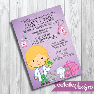 Vet Invitation, Animal Lover Party, Kid Doctor, Custom Invitations, Kid Birthday Party, Digital Invitation