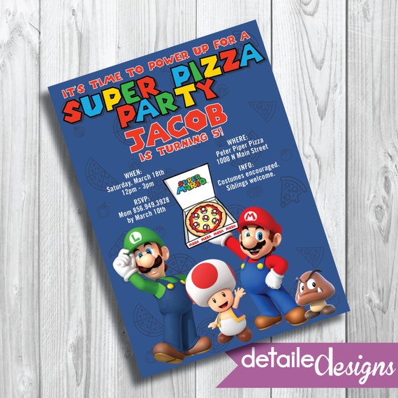 CARTES INVITATION ANNIVERSAIRE Super Mario par 5 - 12 ou 16 EUR 6