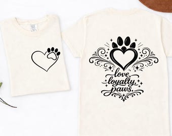 Cat Mom Shirt, Cat Lover Tee, Paw Print Heart Shirt, Front Back Cat Tee, Pet Lover Gift, Minimal Cat Graphic, Cat Mom Gift, Animal Lover