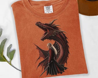 Daemon Targaryen Caraxes Shirt, Vintage Dragon Tee, Dark Fantasy Graphic Tee, House of Dragon Inspired Unisex T-Shirt