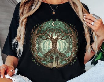 Fantasy Forest Tree Shirt, Mystic Woodland, Adventure Nature, RPG Inspired Graphic Tee