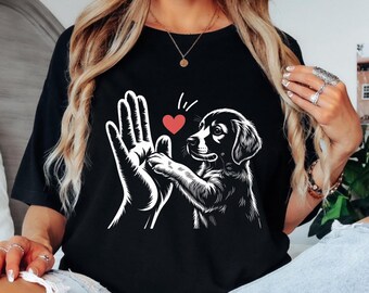 Dog Mom High Five Shirt, Minimalist Line Art Puppy Love Tee