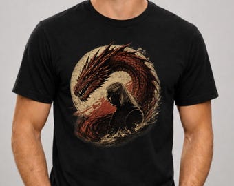 Blood Wyrm Tee, Caraxes Shirt, Daemon Targaryen Tee, House of the Dragon Merch, Vintage Dragon Front Print