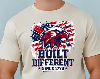 Built Different Shirt, Patriotic Eagle Tee, USA Flag Eagle Shirt, Independence Day 2026 Tee, America Since 1776 Graphic Shirt