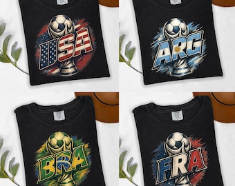 FIFA World Cup 2026 Shirt, Custom Country Soccer Tee, National Flag Football Shirt, Any Team Fan Gift, Usa Arg Bra Ger Fra Esp Eng Por