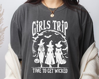 Halloween Shirt, Witch Squad Tee, Girls Trip Witch Shirt, Spooky Season Graphic Tee, Fall Friends Trip, Time to Get Wicked