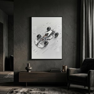Formula Racing Car Blueprint Art Print, Engineering Schematic Illustration, Automotive Design Poster