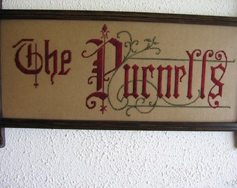 Family Name custom  perforated paper KIT TO STITCH, 9x18" Antique  Style