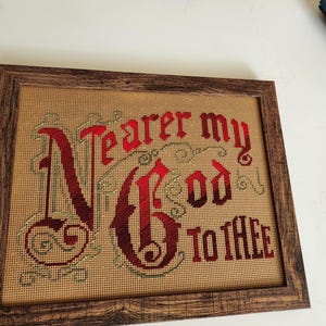 Victorian motto Nearer my God to Thee 8x10 punched paper KIT TO STITCH, Antique  Style