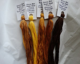 Prairie Sunflower Collection, Over dyed floss, 5 skeins, 20 yards each
