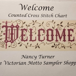 Welcome  motto sampler cross stitch chart