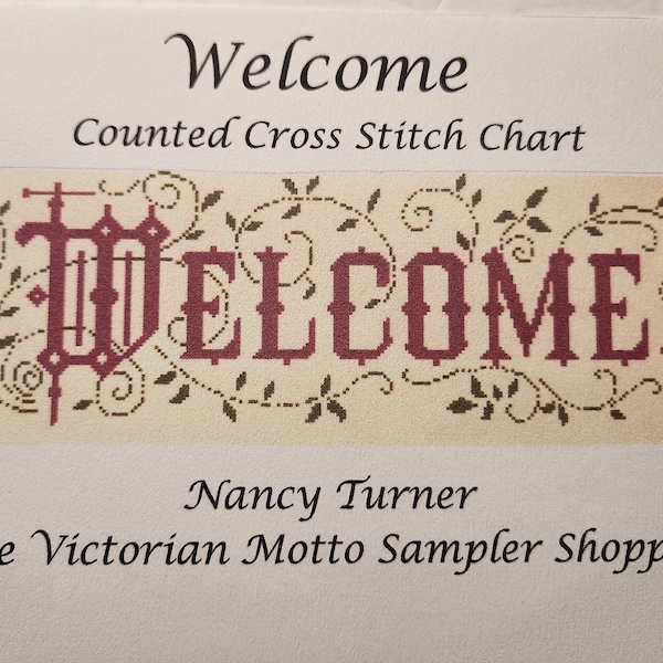 Welcome  motto sampler cross stitch chart