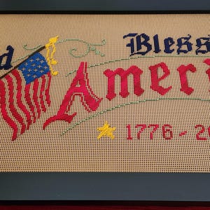God bless America 1776-2026 motto Sampler kit , 9x18" punched paper KIT TO STITCH, Antique  Style