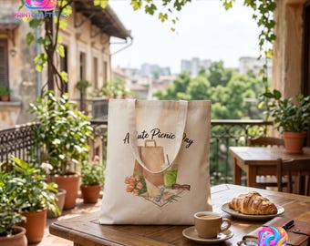Un lindo bolso de mano para un día de picnic, bolso de lona con estética cottagecore, picnic de verano, bolso de jardín floral, amante del matcha, bolso con ambiente primaveral, cita de picnic