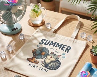 Bolso de playa con diseño de gato, regalo ideal para amantes de los gatos, bolso de lona con gatito divertido, bolso de playa, bolso de verano estético, bolso con ilustración de gato, bolso para mantenerte fresco.
