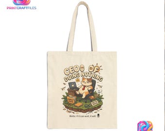Bolso de mano "CEO de No Hacer Nada", Regalo Divertido para Amantes de los Gatos, Bolso con Humor de Oficina, Bolso con Gráfico de Gato Perezoso, Para Trabajar desde Casa, Bolso de Lona con Animales Divertidos