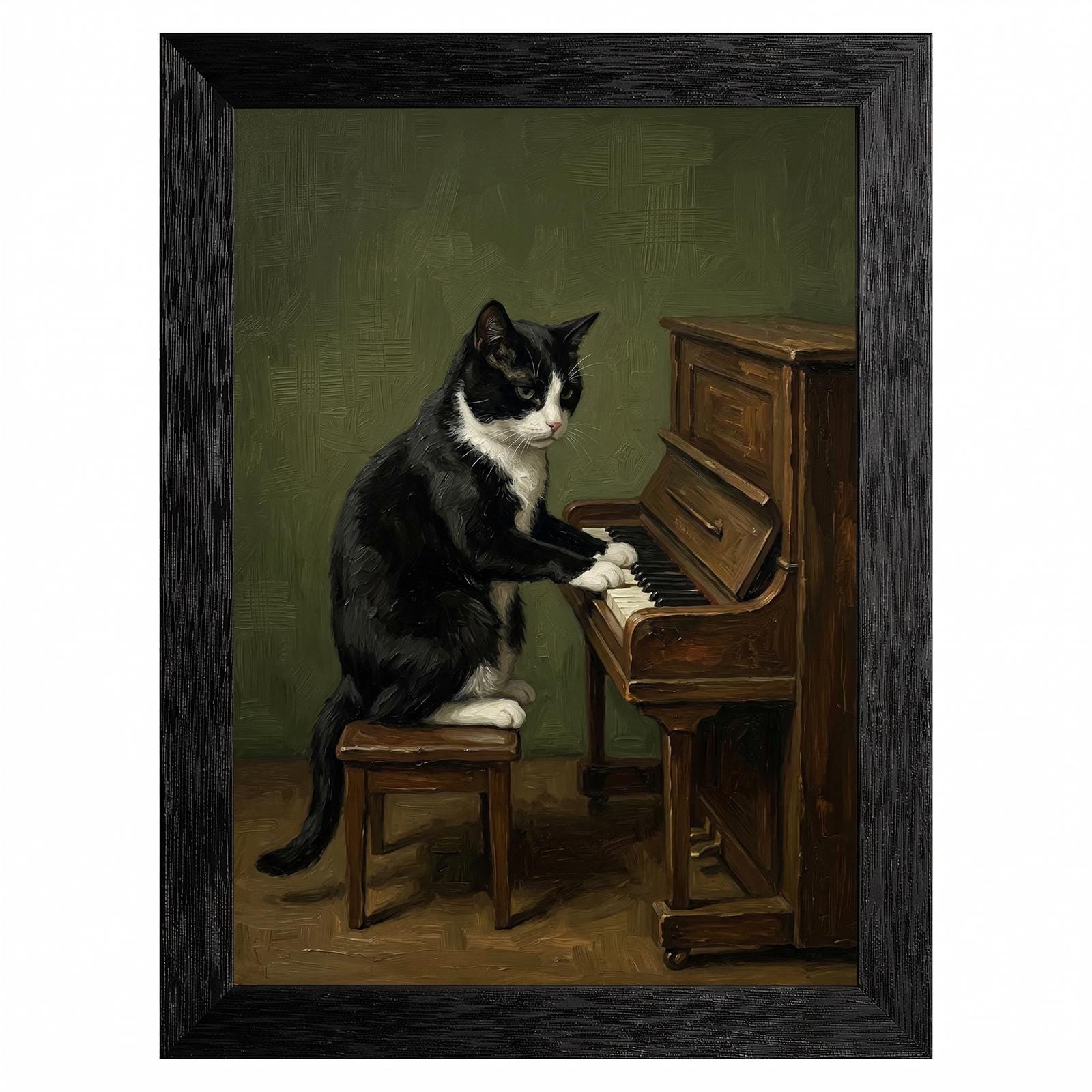 Tuxedo Cat Piano Print - Etsy