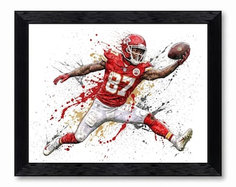 Football Wide Receiver Catch Art, Dynamic Sports Print, Framed Canvas Poster