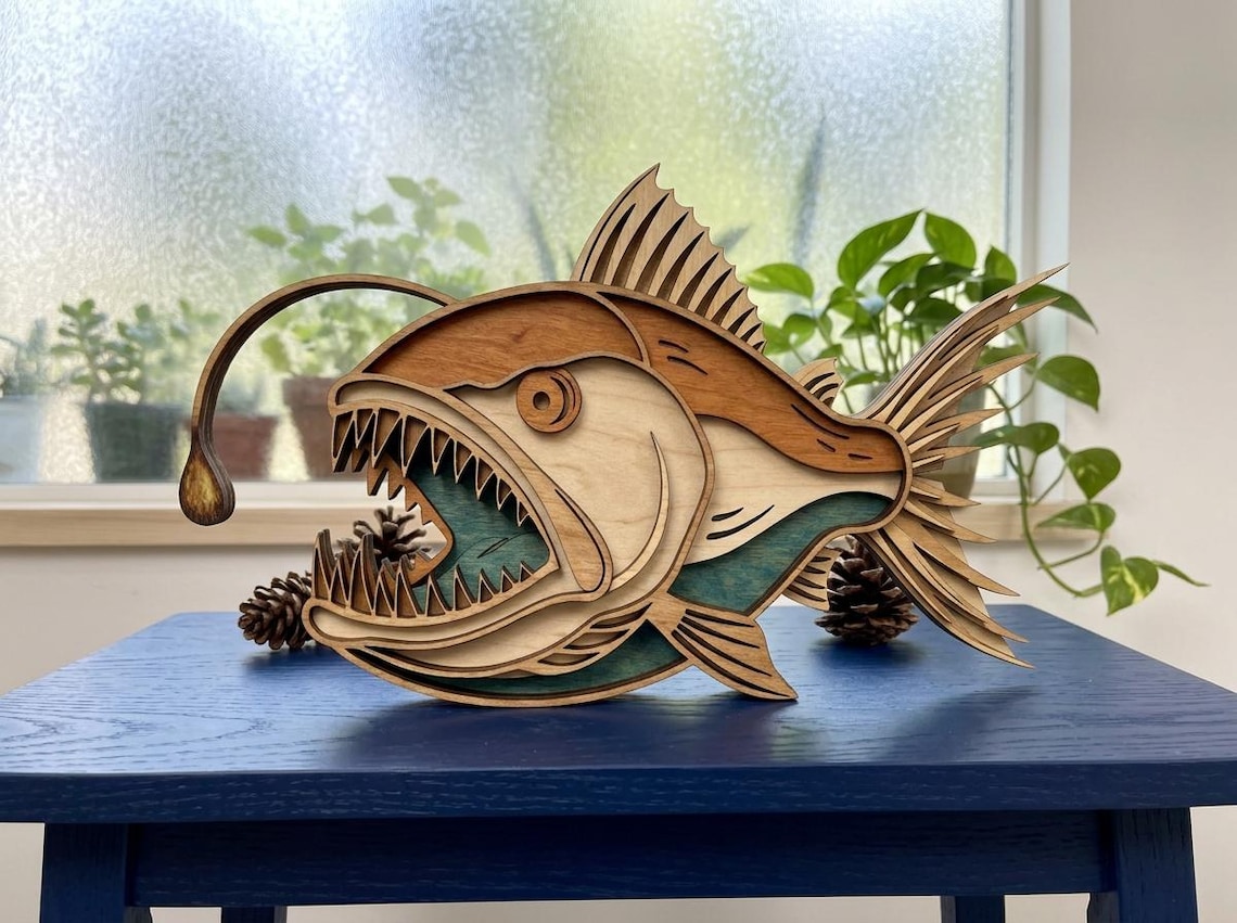 NB106 Layered Anglerfish SVG | Deep Sea Fish Laser Cut File | 7 Layers ...