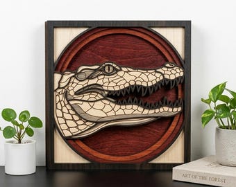 NB152 Alligator Head Layered SVG | 8 Layered Laser Cut File | Crocodile Multilayer CNC Wood Wall Art | Wildlife Decor SVG | Digital Download