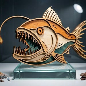 NB106 Layered Anglerfish SVG | Deep Sea Fish Laser Cut File | 7 Layers ...