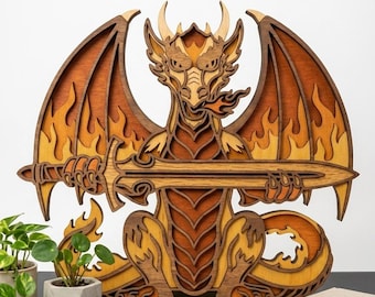 NB395 Fire Dragon Layered SVG | 4 Layers | Fantasy Wall Art | Laser Cut Multilayer File | CNC Wood Decor | Digital Download