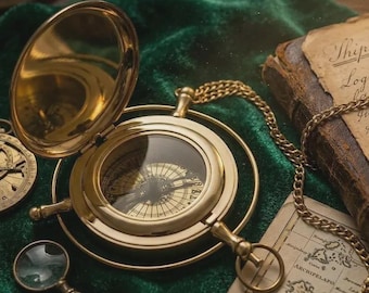 Brújula de latón antiguo / Decoración náutica de escritorio, regalo funcional de colección