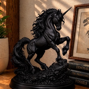 Mighty Unicorn Statue – Mythical Horse Sculpture – Fantasy Home Decor – Gothic Elegant Figurine – 3D Printed Collector Piece