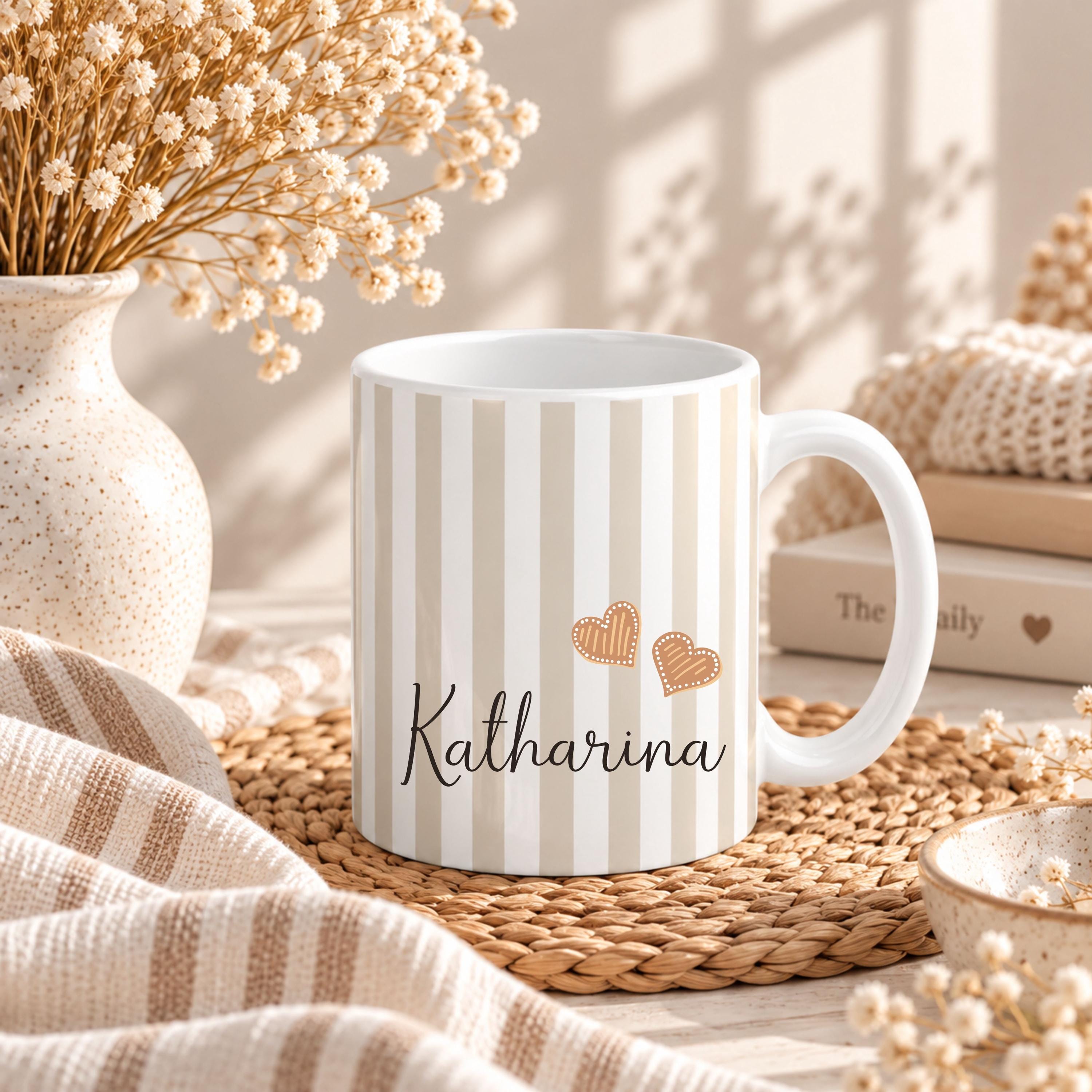Gestreifte keramiktasse
