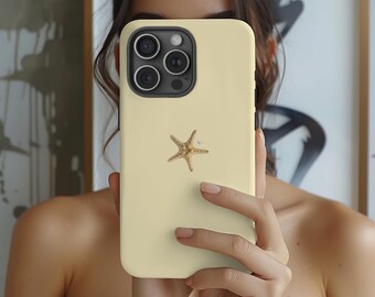 Starfish Phone Case, Butter Yellow Beach Aesthetic iPhone Case, Minimal Coastal Summer Phone Case, Cute Sea Samsung Cover