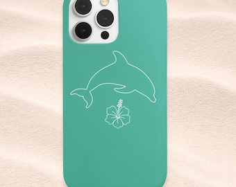 Dolphin Phone Case, Coastal Ocean iPhone Samsung Case, Seafoam Minimal Beach Aesthetic Cover