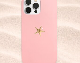 Pink Starfish Phone Case, Minimal Coastal iPhone Samsung Case, Cute Beach Aesthetic Cover