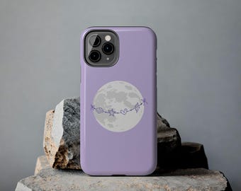 Purple Moon Phone Case, Dreamy Celestial iPhone Samsung Case, Soft Coastal Aesthetic Cover