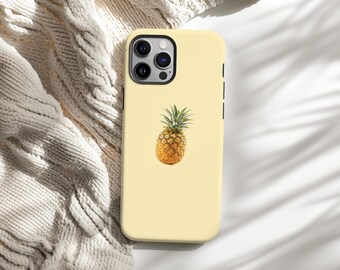 Pineapple Phone Case, Minimal Tropical Fruit iPhone Samsung Case, Yellow Summer Aesthetic Cute Beach Cover