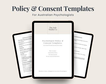 Plantillas de políticas y consentimiento para psicólogos / Paquete Canva para consultorios privados australianos