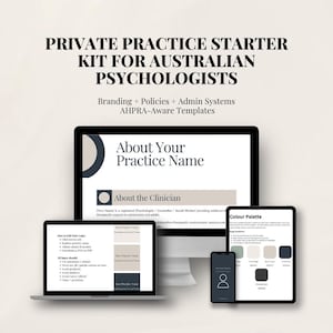 Private Practice Starter Kit for Australian Psychologists | AHPRA-Aware Branding, Policy & Admin Canva Templates