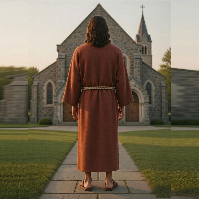 Biblical Priest Robe Costume, Men's Brown Cotton Tunic With Rope Belt ...