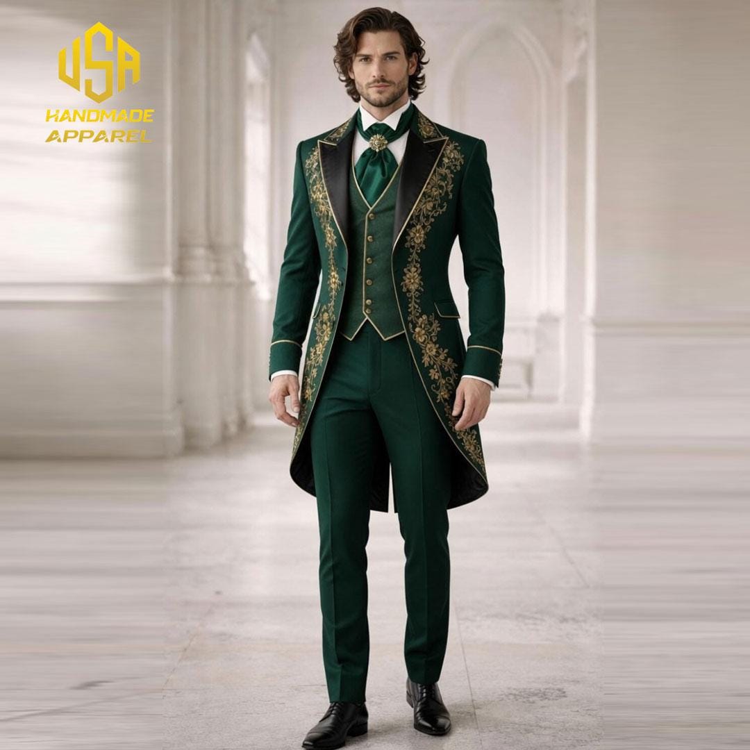 Black and Emerald Green Suit - Etsy