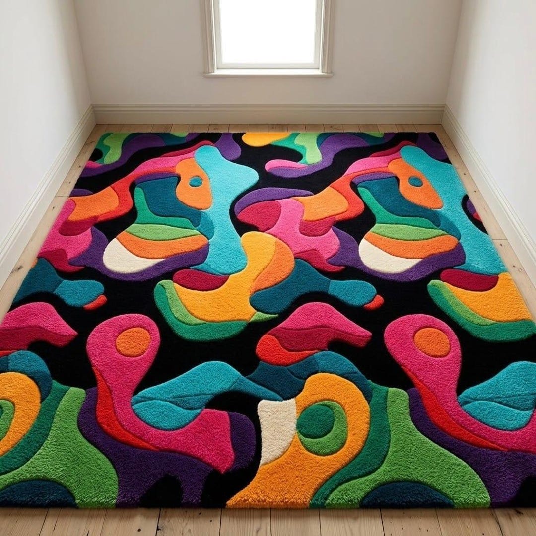 Artistic Rug Texture Handmade, Colorful Abstract Area Rug, Modern Art Rug, Hand Tufted Wool ...
