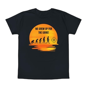 We Grew Up For The Game evolution silhouette T-Shirt | Gaming sunset controller